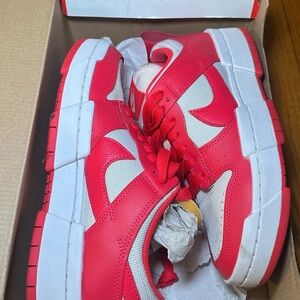 Nike Red and White Dunk Low Disrupt Shoe Box Label